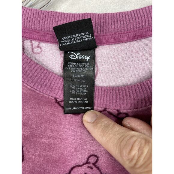 Disney Winnie The Pooh Pajamas XL Pink Stretch Velour 2 Piece Loungewear Set - Picture 4 of 10